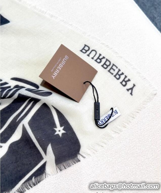 Good Product Burberry Equestrian Knight Wool Silk Blend Long Scarf 70x200cm 1128 Black 2024