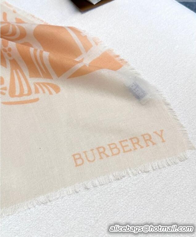 Top Design Burberry Equestrian Knight Wool Silk Blend Long Scarf 70x200cm 1128 Orange 2024