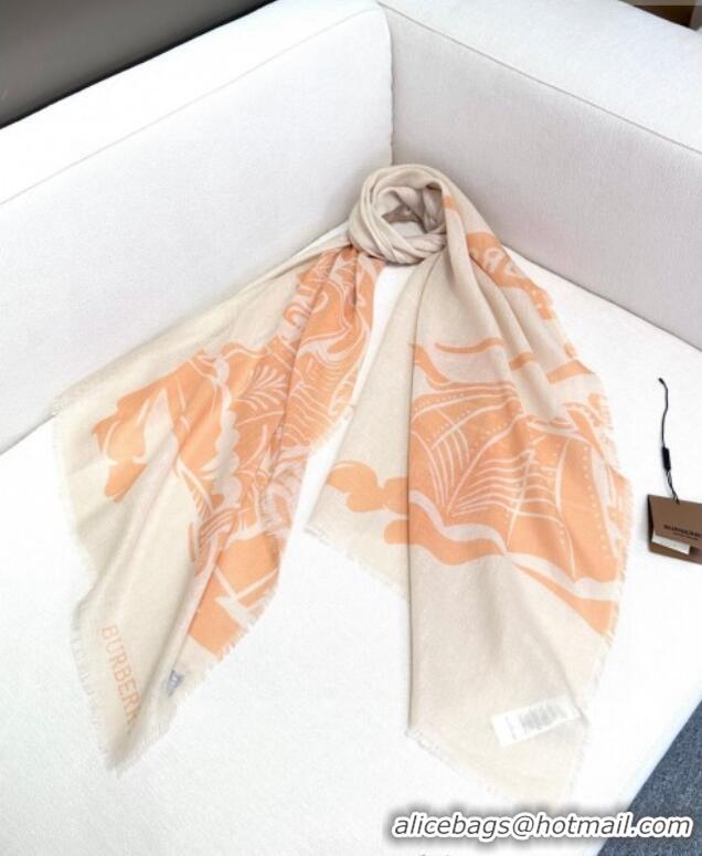 Top Design Burberry Equestrian Knight Wool Silk Blend Long Scarf 70x200cm 1128 Orange 2024