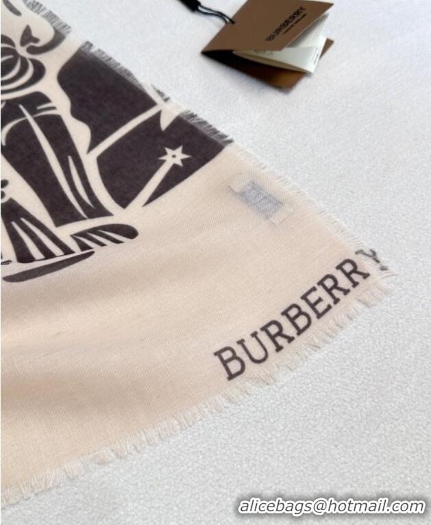 Shop Grade Burberry Equestrian Knight Wool Silk Blend Long Scarf 70x200cm 1128 Grey 2024