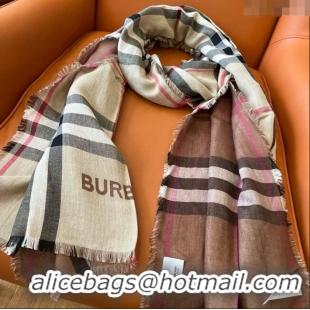 Free Shipping Burberry Check Cashmere & Silk Scarf B011002 2025 Top Quality