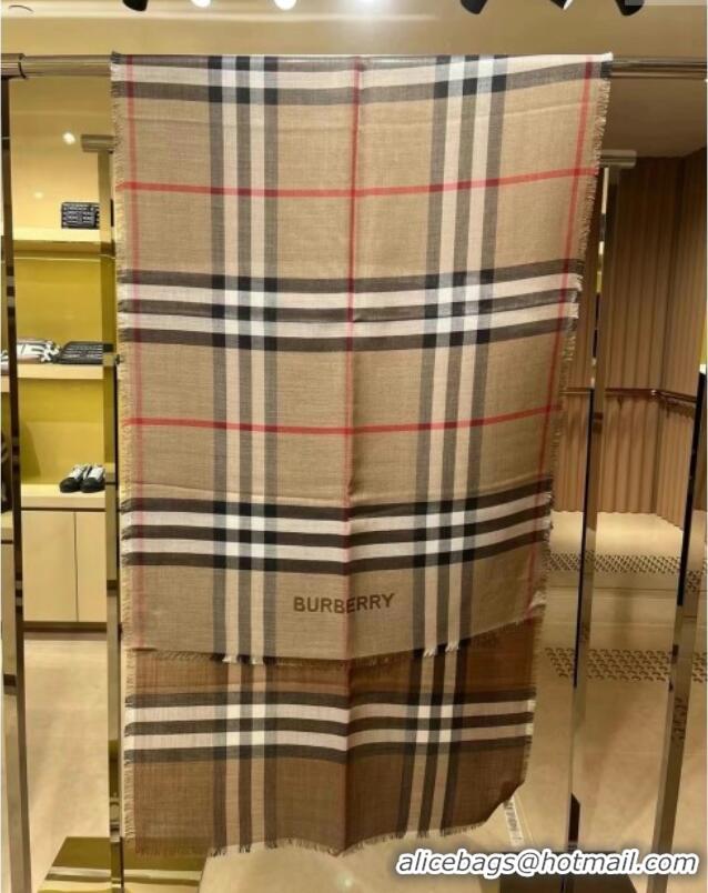 Free Shipping Burberry Check Cashmere & Silk Scarf B011002 2025 Top Quality