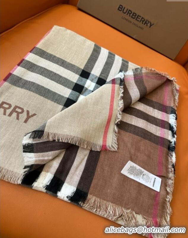 Free Shipping Burberry Check Cashmere & Silk Scarf B011002 2025 Top Quality