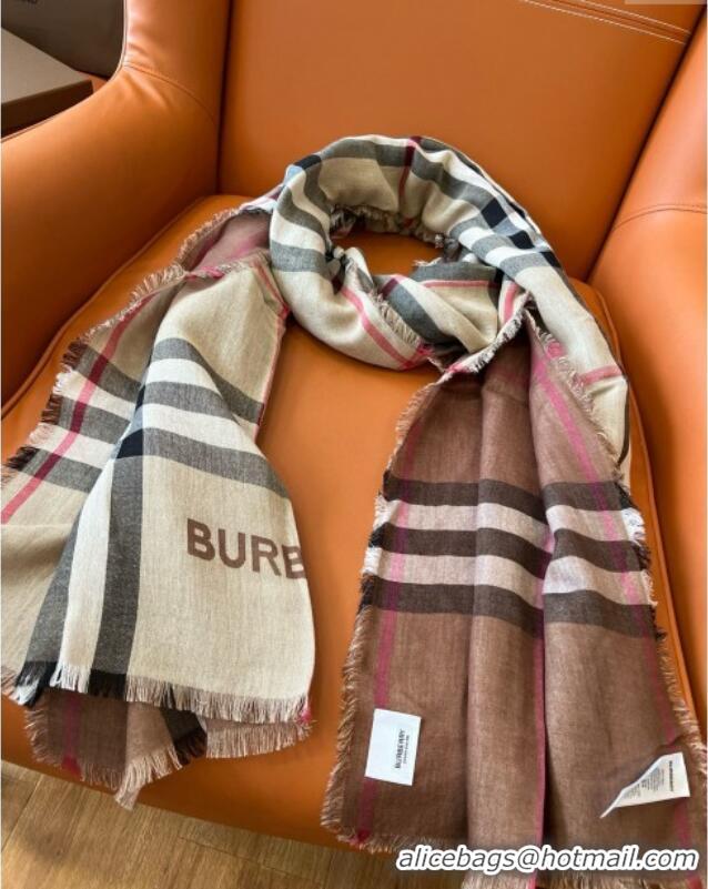 Free Shipping Burberry Check Cashmere & Silk Scarf B011002 2025 Top Quality