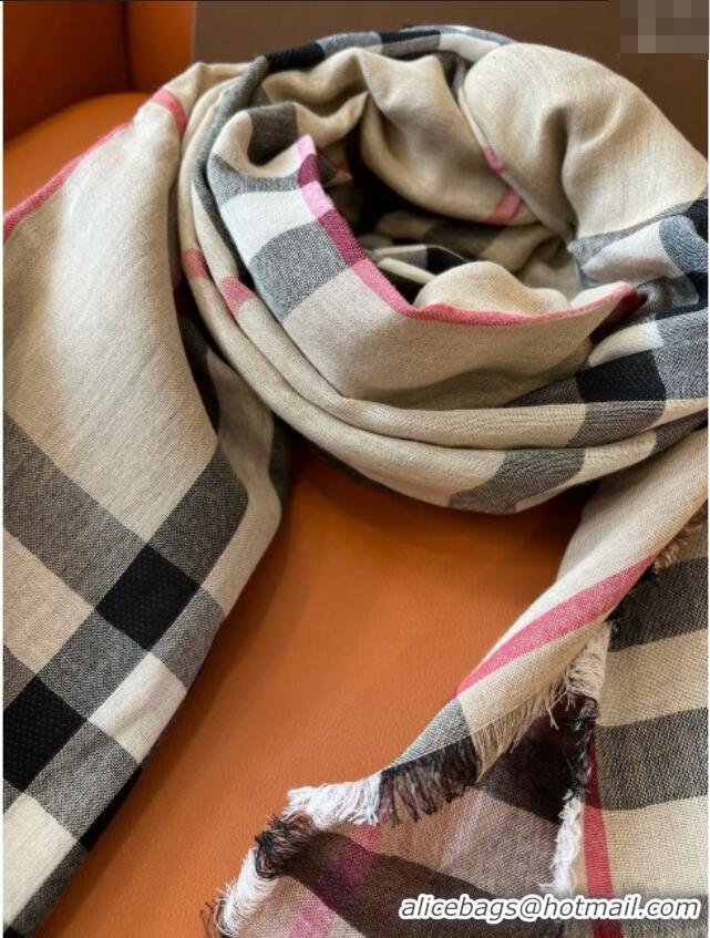 Free Shipping Burberry Check Cashmere & Silk Scarf B011002 2025 Top Quality