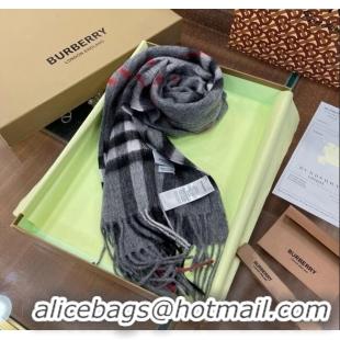 Luxurious Burberry Check Cashmere Scarf 30x168cm B011603 Grey 2025 Top Quality