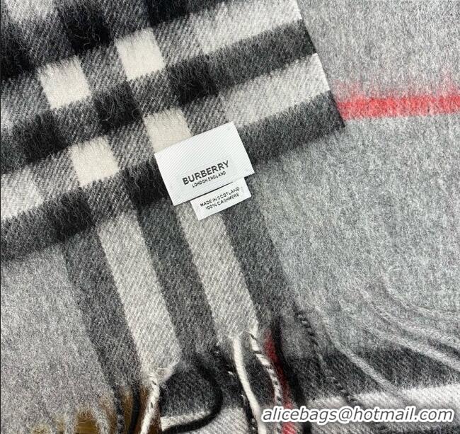 Luxurious Burberry Check Cashmere Scarf 30x168cm B011603 Grey 2025 Top Quality