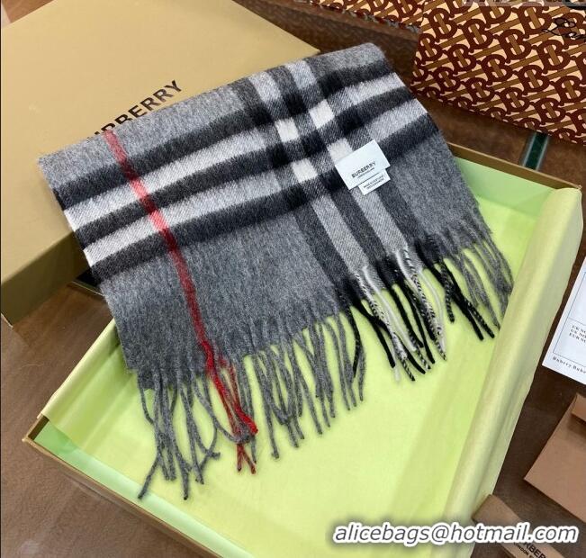 Luxurious Burberry Check Cashmere Scarf 30x168cm B011603 Grey 2025 Top Quality