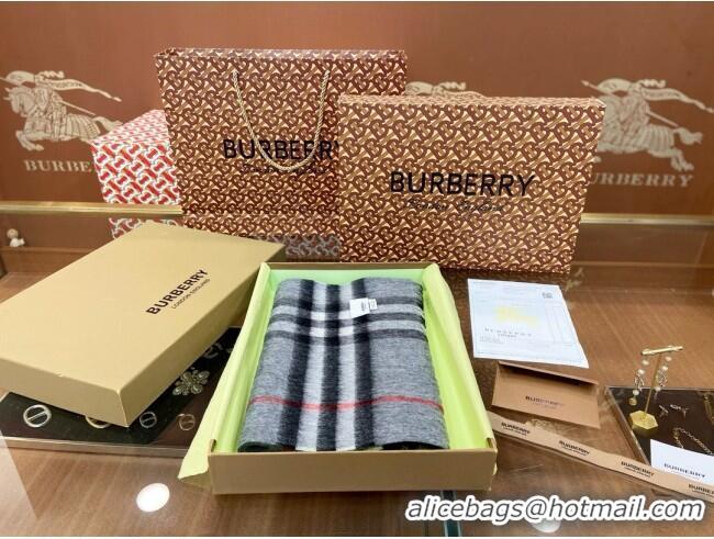 Luxurious Burberry Check Cashmere Scarf 30x168cm B011603 Grey 2025 Top Quality