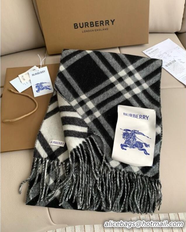 Discount Burberry Cashmere Scarf 30x180cm B011601 Black 2025 Top Quality