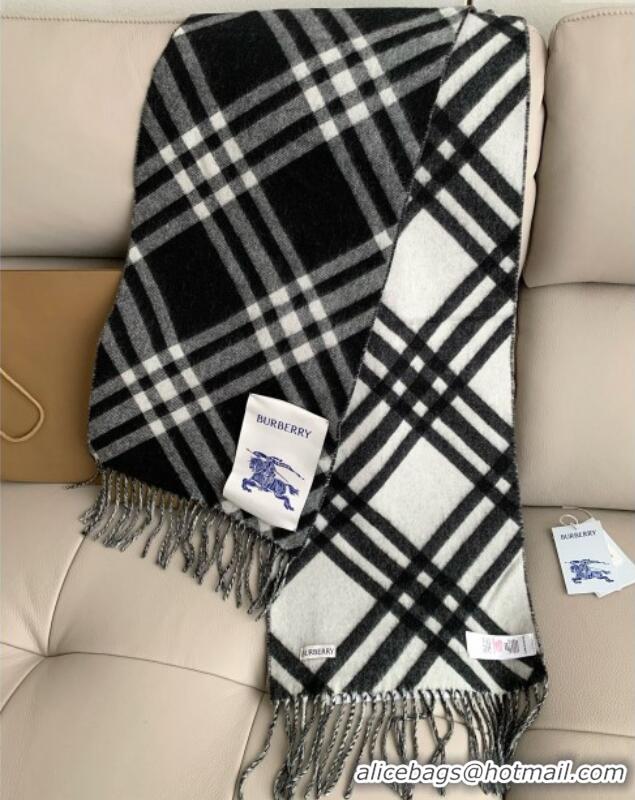 Discount Burberry Cashmere Scarf 30x180cm B011601 Black 2025 Top Quality