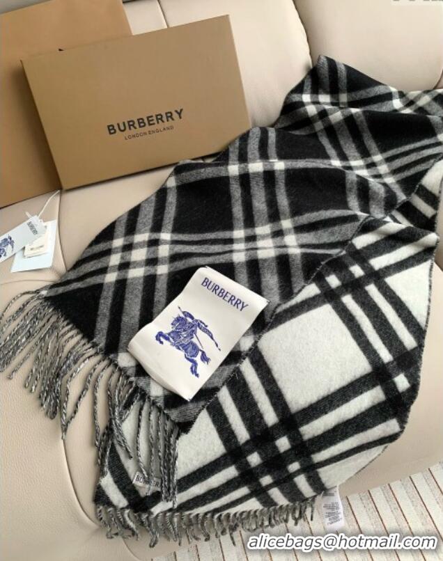 Discount Burberry Cashmere Scarf 30x180cm B011601 Black 2025 Top Quality