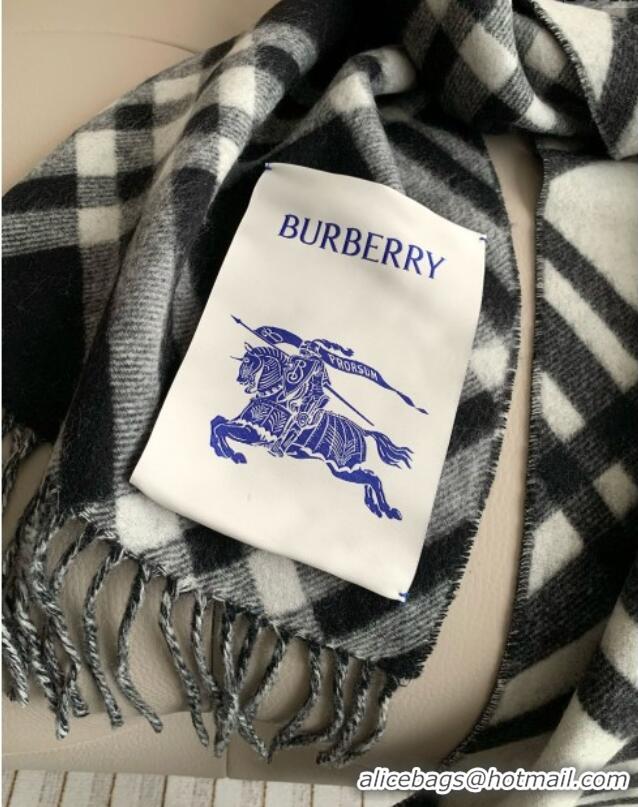 Discount Burberry Cashmere Scarf 30x180cm B011601 Black 2025 Top Quality