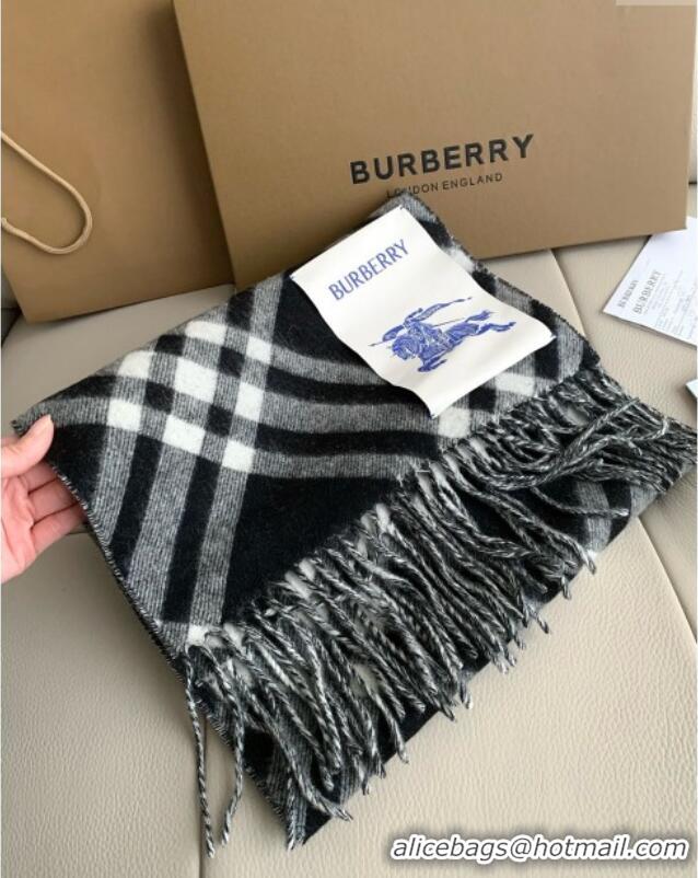 Discount Burberry Cashmere Scarf 30x180cm B011601 Black 2025 Top Quality