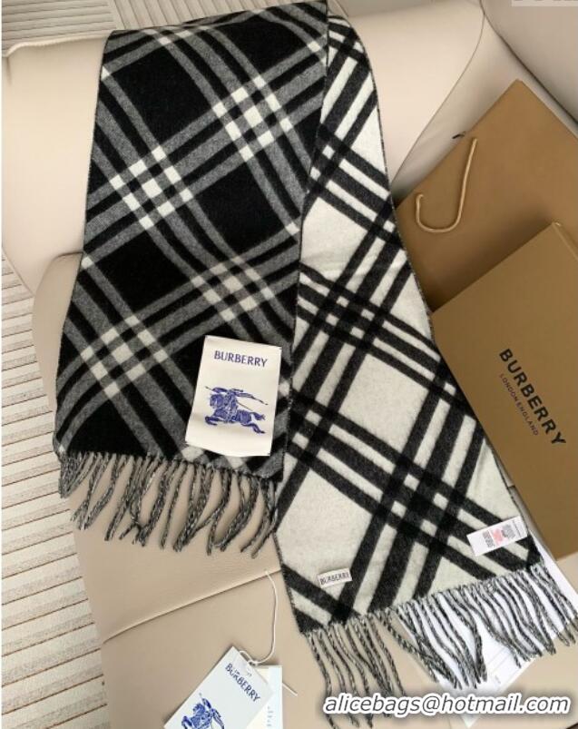 Discount Burberry Cashmere Scarf 30x180cm B011601 Black 2025 Top Quality