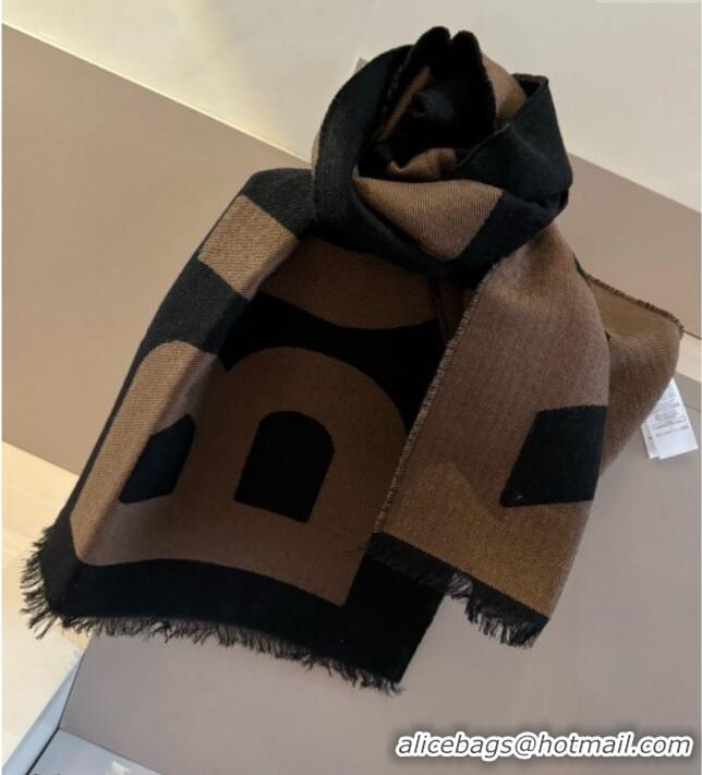 Pretty Style Burberry Maxi Letters Reversible Long Scarf 36x180cm 0115 Black/Brown 2025