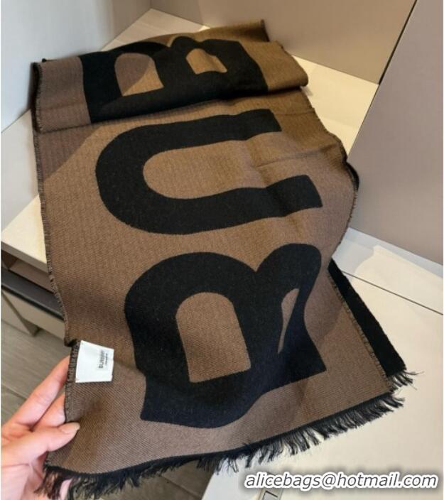 Pretty Style Burberry Maxi Letters Reversible Long Scarf 36x180cm 0115 Black/Brown 2025