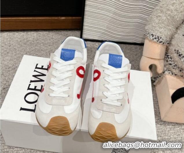 Top Grade Loewe Ballet Runner 2.0 Sneakers in nylon and suede White/Red/Blue 1224032