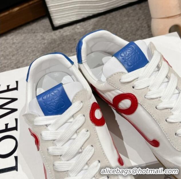 Top Grade Loewe Ballet Runner 2.0 Sneakers in nylon and suede White/Red/Blue 1224032