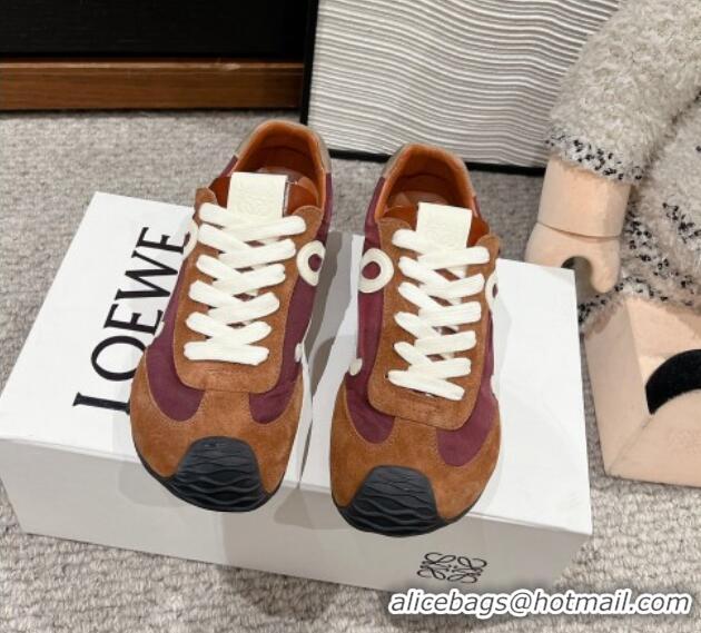 Purchase Loewe Ballet Runner 2.0 Sneakers in nylon and suede Dark Brown 1224033