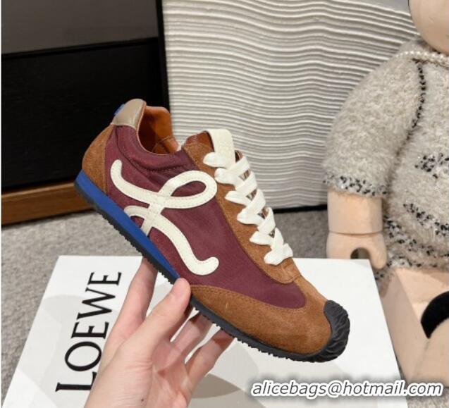 Purchase Loewe Ballet Runner 2.0 Sneakers in nylon and suede Dark Brown 1224033