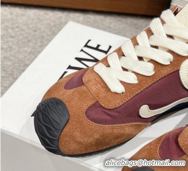 Purchase Loewe Ballet Runner 2.0 Sneakers in nylon and suede Dark Brown 1224033