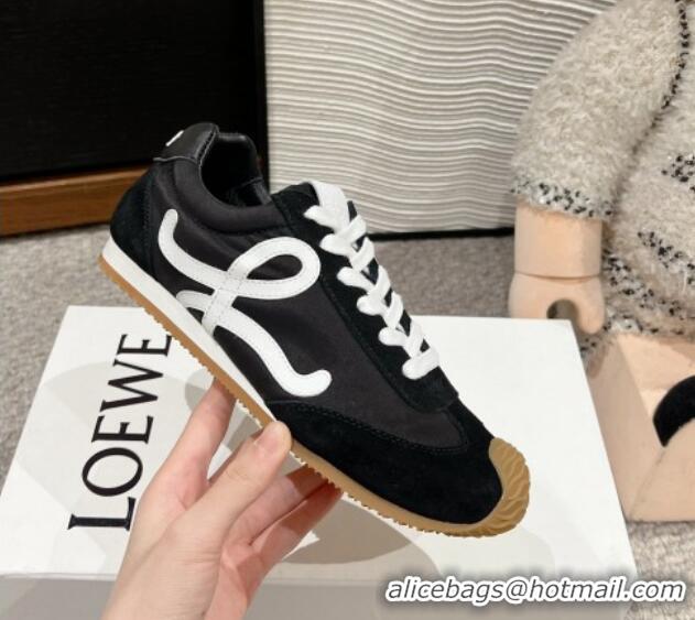 Durable Loewe Ballet Runner 2.0 Sneakers in nylon and suede Black/White 1224034