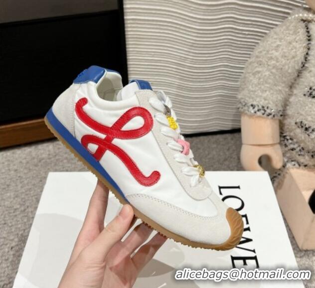 Top Design Loewe Ballet Runner 2.0 Sneakers in nylon and suede with charm White/Red 1224035