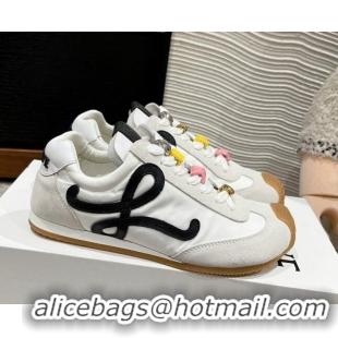 Good Quality Loewe Ballet Runner 2.0 Sneakers in nylon and suede with charm White/Black 1224037