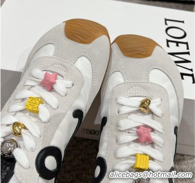 Good Quality Loewe Ballet Runner 2.0 Sneakers in nylon and suede with charm White/Black 1224037