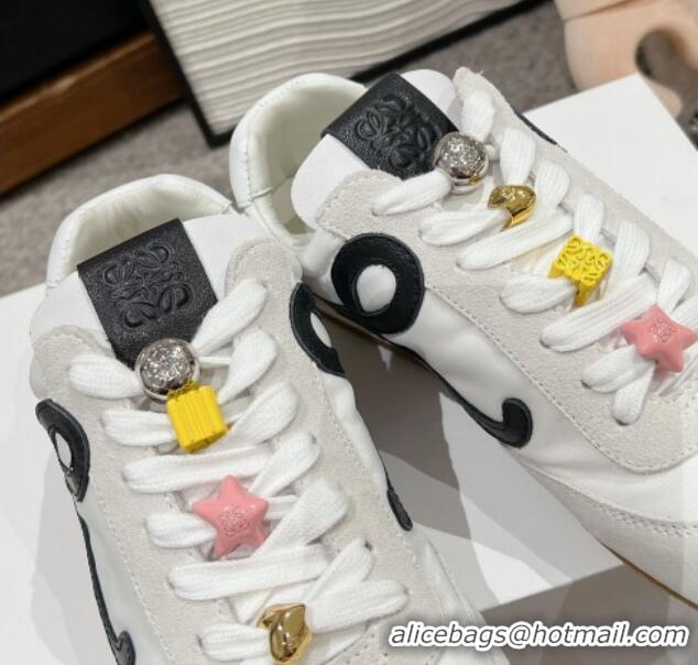 Good Quality Loewe Ballet Runner 2.0 Sneakers in nylon and suede with charm White/Black 1224037