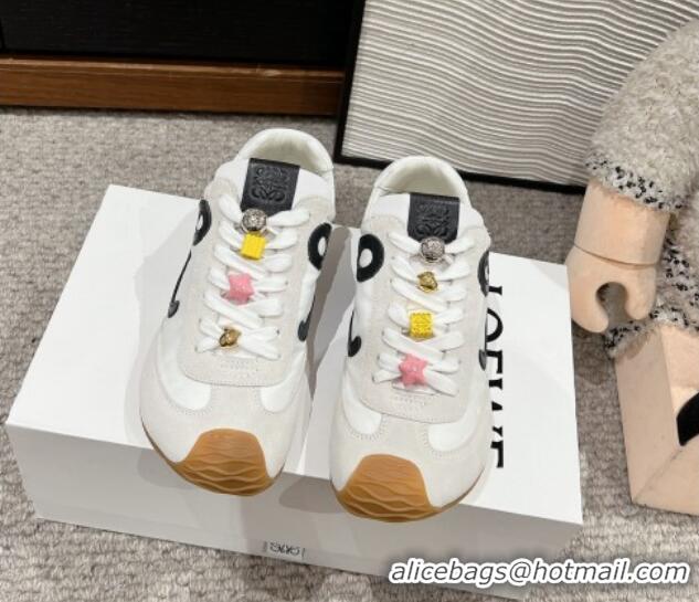 Good Quality Loewe Ballet Runner 2.0 Sneakers in nylon and suede with charm White/Black 1224037