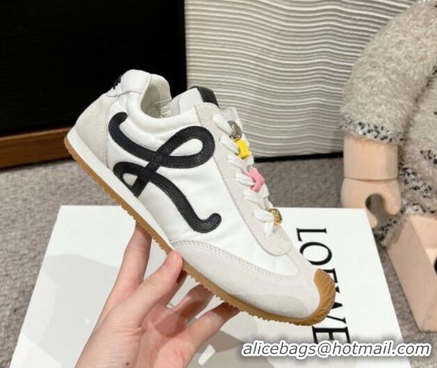 Good Quality Loewe Ballet Runner 2.0 Sneakers in nylon and suede with charm White/Black 1224037