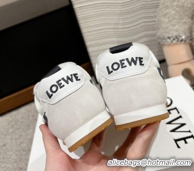 Good Quality Loewe Ballet Runner 2.0 Sneakers in nylon and suede with charm White/Black 1224037