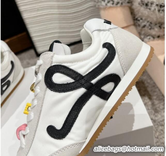 Good Quality Loewe Ballet Runner 2.0 Sneakers in nylon and suede with charm White/Black 1224037