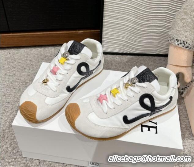 Good Quality Loewe Ballet Runner 2.0 Sneakers in nylon and suede with charm White/Black 1224037