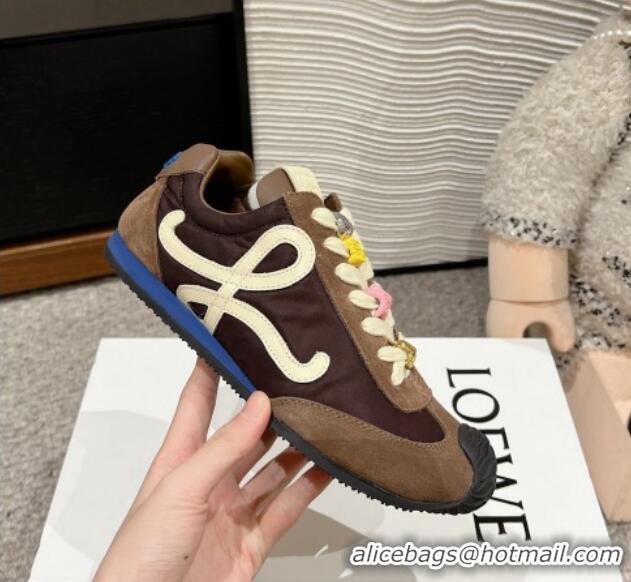 Good Looking Loewe Ballet Runner 2.0 Sneakers in nylon and suede with charm Brown 1224038