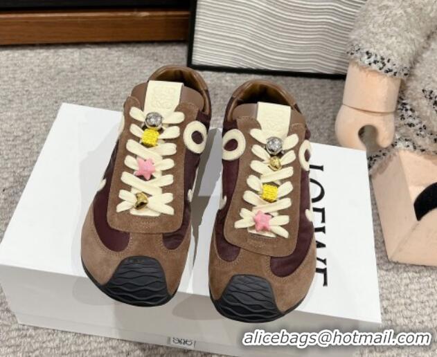 Good Looking Loewe Ballet Runner 2.0 Sneakers in nylon and suede with charm Brown 1224038