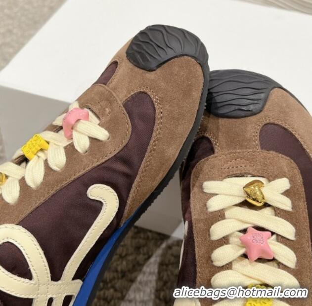 Good Looking Loewe Ballet Runner 2.0 Sneakers in nylon and suede with charm Brown 1224038