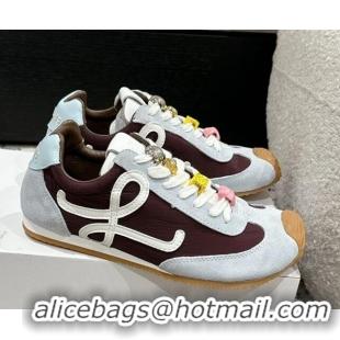 Low Price Loewe Ballet Runner 2.0 Sneakers in nylon and suede with charm Dark Brown/Light Grey 0221017