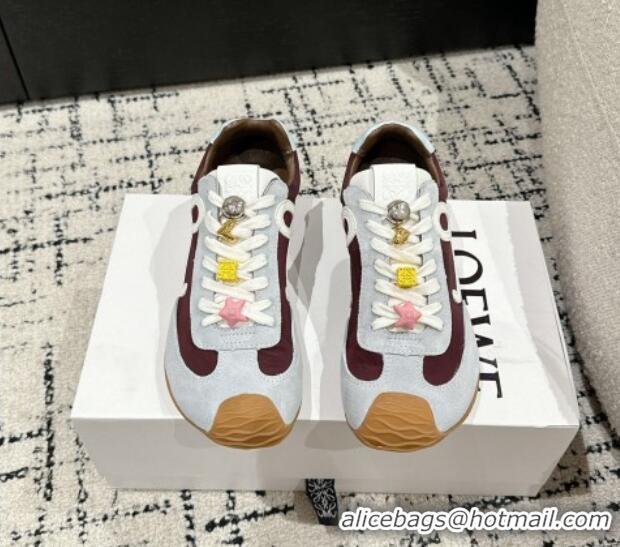 Low Price Loewe Ballet Runner 2.0 Sneakers in nylon and suede with charm Dark Brown/Light Grey 0221017