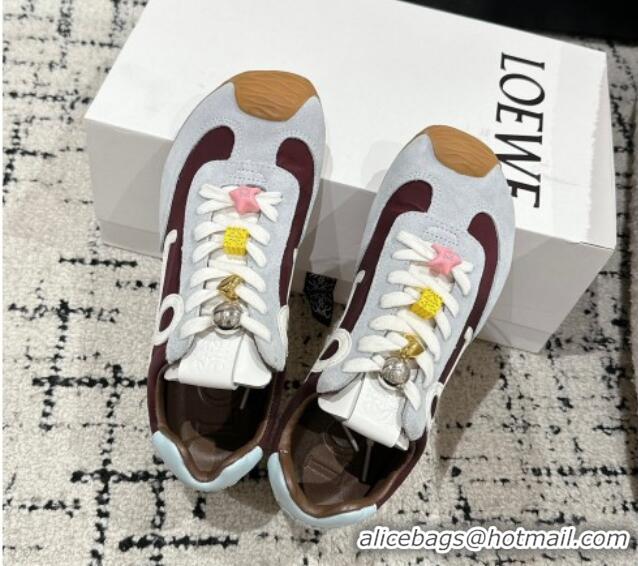 Low Price Loewe Ballet Runner 2.0 Sneakers in nylon and suede with charm Dark Brown/Light Grey 0221017