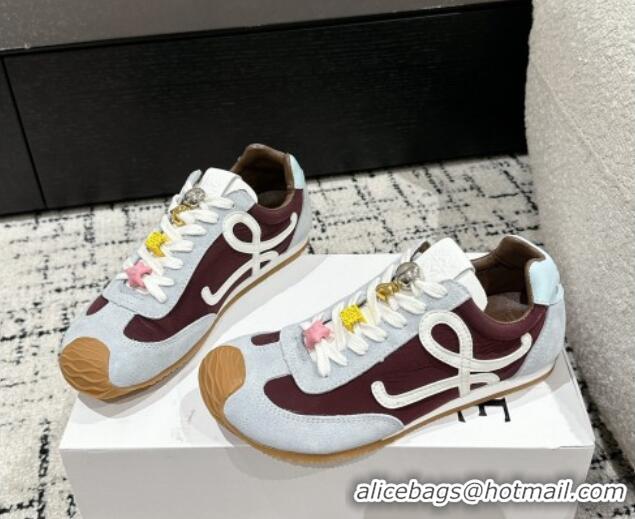 Low Price Loewe Ballet Runner 2.0 Sneakers in nylon and suede with charm Dark Brown/Light Grey 0221017