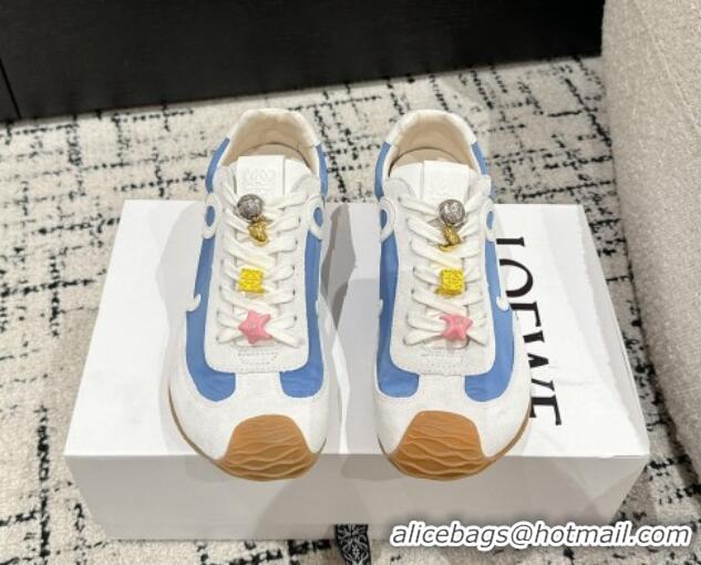 Pretty Style Loewe Ballet Runner 2.0 Sneakers in nylon and suede with charm Denim Blue 0221018