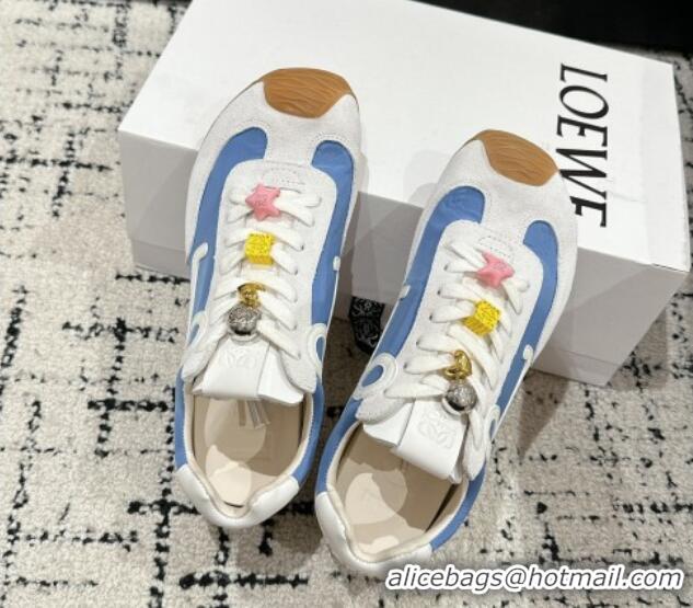 Pretty Style Loewe Ballet Runner 2.0 Sneakers in nylon and suede with charm Denim Blue 0221018