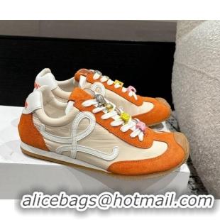 Good Product Loewe Ballet Runner 2.0 Sneakers in nylon and suede with charm Beige/Orange 0221019