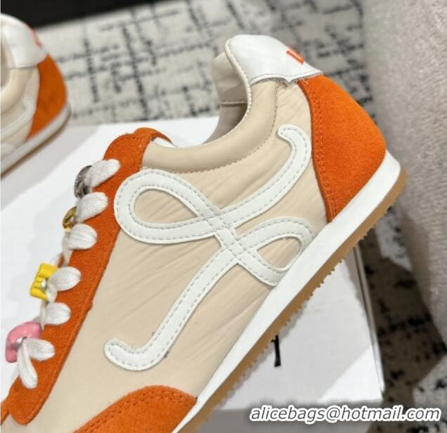 Good Product Loewe Ballet Runner 2.0 Sneakers in nylon and suede with charm Beige/Orange 0221019