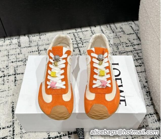 Good Product Loewe Ballet Runner 2.0 Sneakers in nylon and suede with charm Beige/Orange 0221019