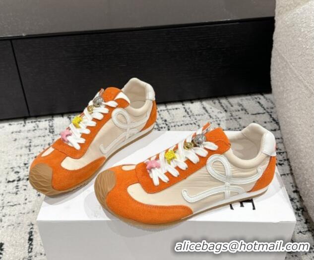 Good Product Loewe Ballet Runner 2.0 Sneakers in nylon and suede with charm Beige/Orange 0221019