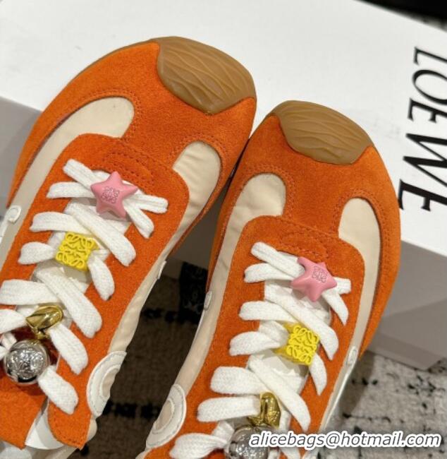 Good Product Loewe Ballet Runner 2.0 Sneakers in nylon and suede with charm Beige/Orange 0221019